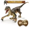 Remote Control Dinosaur Toys Kids RC Electric Walking Jurassic Dinosaur Simulation Velociraptor Toy With LED Light And Roaring - Color : Brown